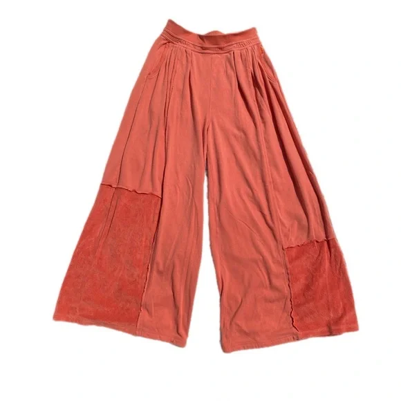 FP Movement Orange Rava Wide Leg Patchwork Terry Pants Medium - Picture 7 of 15